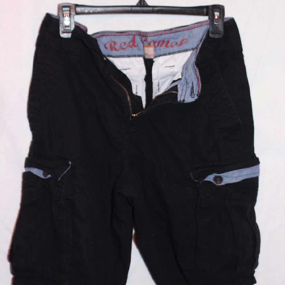 Black Cargo Shorts Size 30 Red Camel